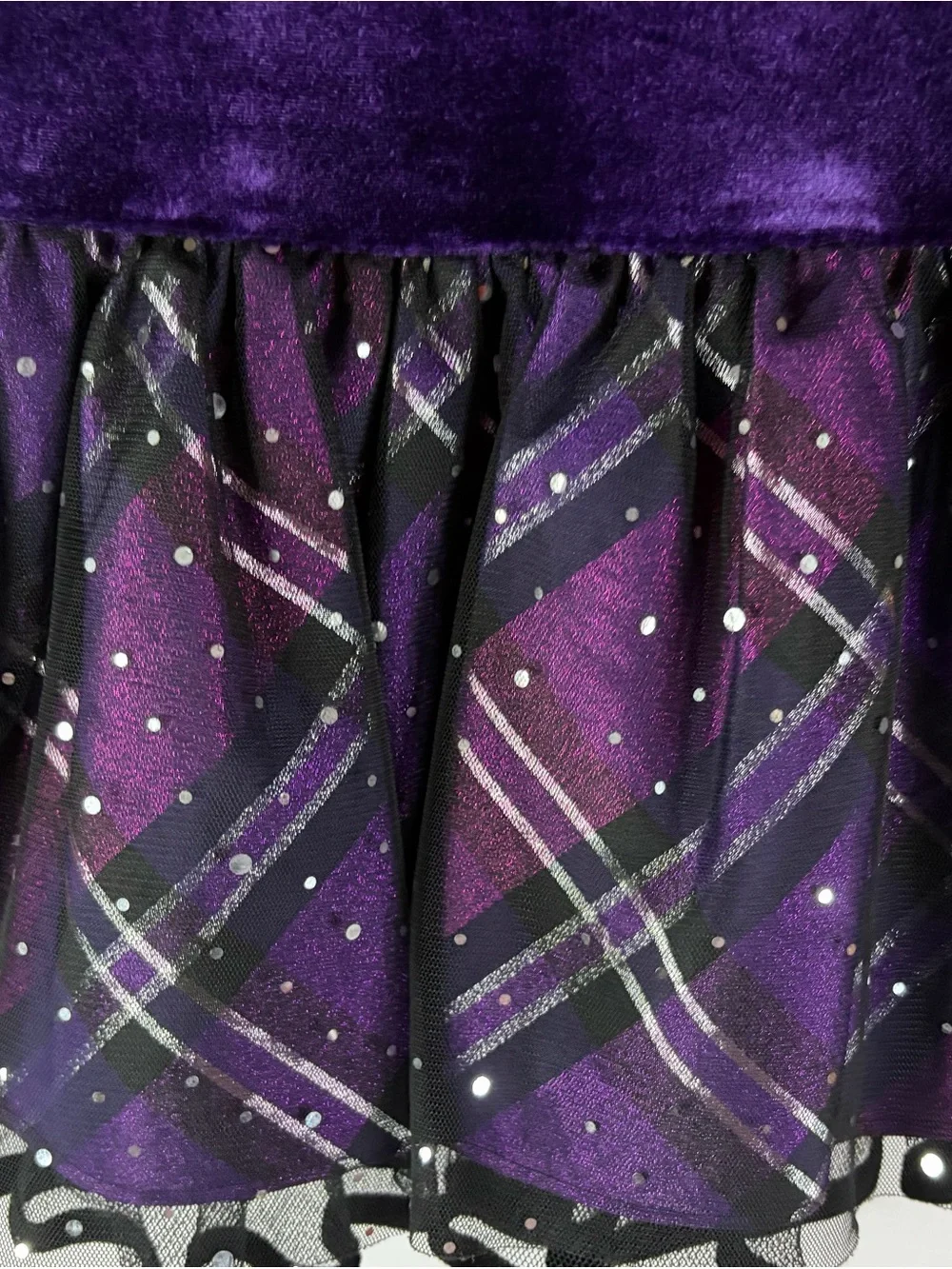 Bonnie Jean Girls Size 5 Purple Velvet Holiday Dress Silver Bow Sparkle EUC